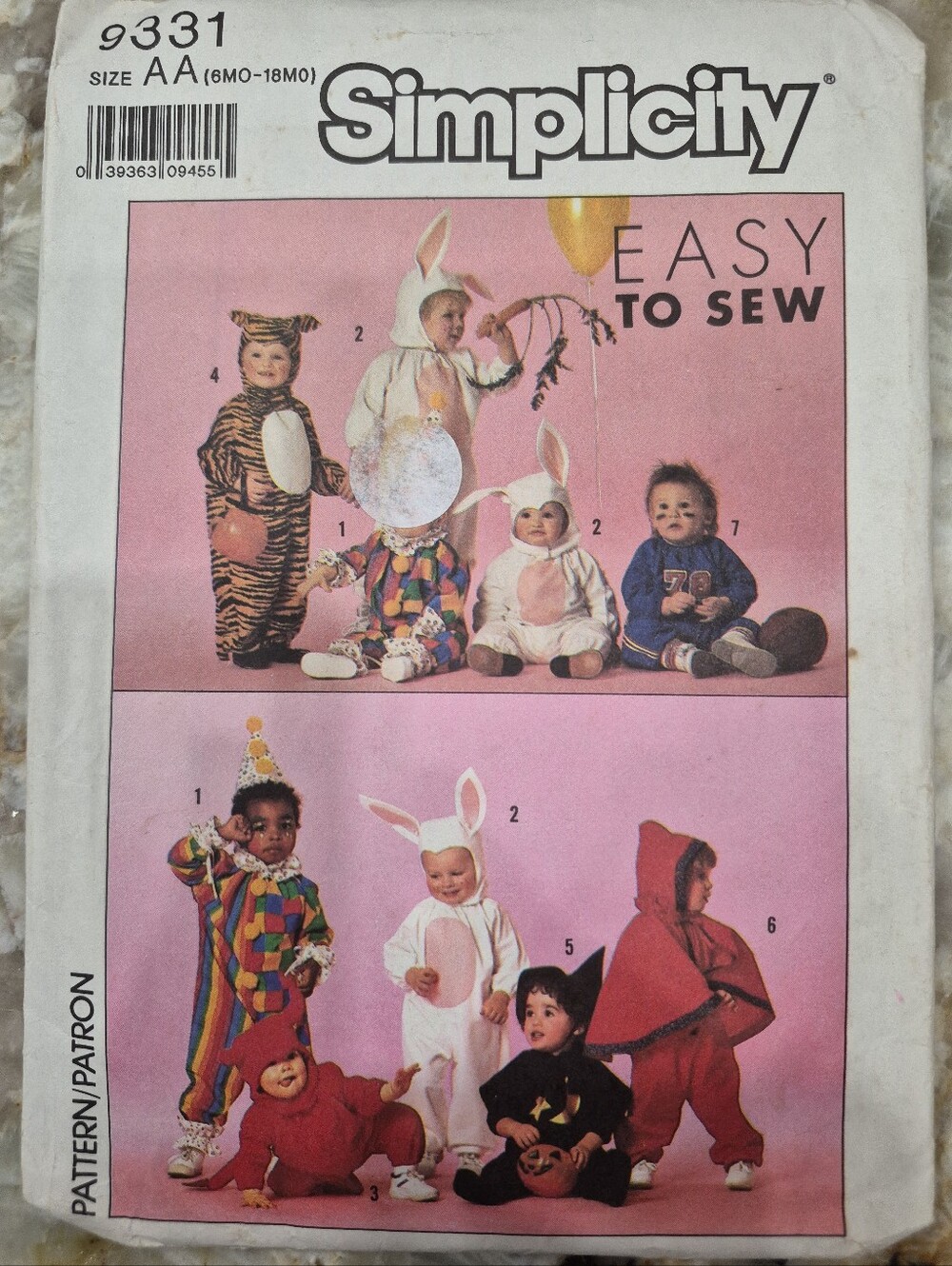 Simplicity Easy To Sew Baby Halloween Costumes Sewing Pattern 6 Mo To 18 Months